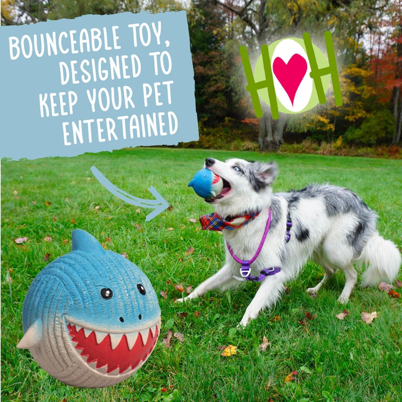 HuggleHounds Ruff-Tex Latex Ball Dog Toy - Dog Toys Rubber, Puppy Toys, Puppy Essentials, Heavy Duty Squeaky Ball for Small, Medium & Large Dogs, All Breeds - Finn The Shark, Large - Image 5